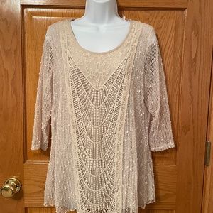 Krazy Kat Lined Cream Top Size Small
